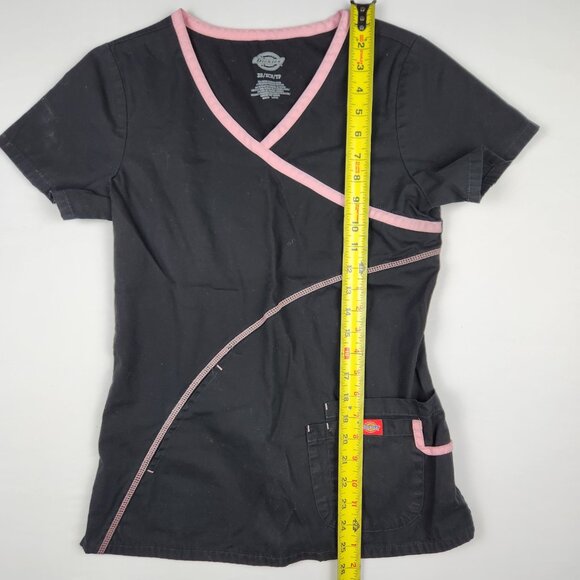 NurseDickies Missy Fit Scrubs Top XS - Black & Pink Soft Comfort 3-Pocket Design - Picture 6 of 9